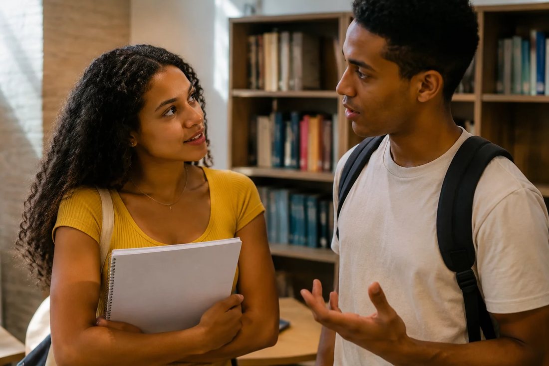 Roda de conversa com folhas de anotação espalhadas pelo tampo da mesa